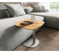 table d’appoint Edge Boot 50x50 cm chêne naturel bord suisse Eleny acier inoxydable brossé