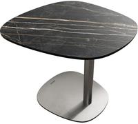table d’appoint Edge Boot 60x60 cm céramique Laminam® Noir Desir brun Eleny | acier inoxydable brossé