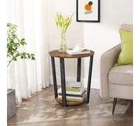 Table d¿appoint effet bois marron rustique et noir Noir