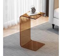 Table D’appoint en Acrylique Dyuz, Petite Table D’appoint en Acrylique pour Les Petits Espaces, Table D’appoint en Forme De U Transparent, Polyvalente Ou Peti, Brown, H-65CM/25.5IN