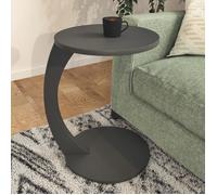 [en.casa] Table d'Appoint Ronde pour Salon Table de Chevet Design pour Chambre Bout de Canapé aux 4 roulettes Panneau de Particules 56 x 38 cm Gris