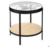 Table d appoint horloge noir D51cm - Atmosphera createur d'interieur