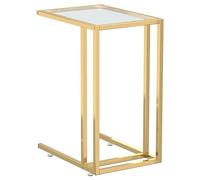 vidaXL Table d'Appoint Ordinateur Bout de Canapé Table de Salon Meuble de Salle de Séjour Intérieur Transparent 50x35x65 cm Verre Trempé