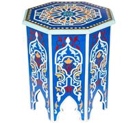 Marrakech Table d'appoint en bois 50 cm de hauteur pour décoration orientale Bleu Gargar