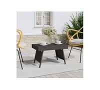 vidaXL Table d'appoint pliable en résine tressée 60x40x38 cm Noir G