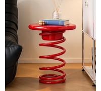 Table D’appoint Ronde En Forme De Ressort, Table D’appoint Ronde Design Red | Sans Odeur Et Sûre, Acier Allié Pour Ressort, Charge Maximale 125 Kg / 275 Lbs, Meuble Décoratif Pour La Maison