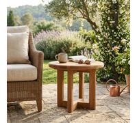 Table d’appoint ronde en teck massif - table extérieure style chic terrasse piscine (NATOFTB5050R)