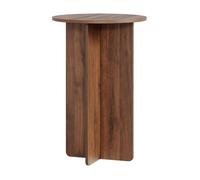 [en.casa] Table d’appoint avec Plateau Rond Petite Table Basse Bout de Canapé Guéridon Design Intemporel Salon Chambre Bureau Entrée Panneau de Particules 60 x 40 cm Effet Noyer