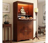 Table D’autel avec Étagère Extensible Et Grand Rangement, Armoire D’autel De Méditation pour Temple Et Maison, Support Statue Bouddha, Table Pooja pour Prières, Rituels Spirituels Espace Sacré