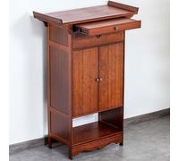 Table d’autel bouddhiste en bambou, table de prière à 3 niveaux avec tiroir et armoire de rangement, meuble d’autel à base renforcée et stable pour culte des ancêtres(80x40x123cm/31.5x15.7x48.4in)