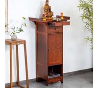 Table d’autel bouddhiste en bambou, table de prière à 3 niveaux avec tiroir et armoire de rangement, meuble d’autel à base renforcée et stable pour culte des ancêtres(66x40x123cm/26x15.7x48.4in)