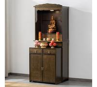 Table D’Autel De Méditation avec Rangement Coulissant, Armoire Sanctuaire en Bambou pour Temple Maison, Table De Prière Pooja Mandir, Étagère Multi-Zones pour Rituels Spirituels Et Décoration