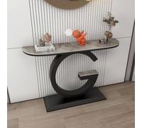 Table D’entrée Décorative Avec Plateau En Pierre Frittée,Console Moderne Avec Cadre En Forme De Vague G,Structure En Acier Carbone Renforcé,Montage Facile, Pour Salon Ou Entrée(Gray+black,100cm)