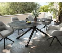 Table d’extérieur Edge Boot 200x100 cm céramique Laminam® Noir Desir brun piètement croisé rectangulaire noir