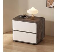 Table d’extrémité en Bois Massif Moderne du Milieu du siècle dernier Table de Chevet avec tiroirs pour Chambre à Coucher Table d’appoint en Cuir en Microfibre Beige 17,7 po L x 15,7 po L x 1