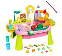 Table d'activité de l'eau | Table de sable et d'eau enfants avec pompe électrique - Jeu Sensoriel Pêche Éducative Jeu de Rôle pour 3-8 Ans Enfants et Filles Maison maternelle Voyage Piscine Jardin