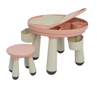 Table d'Activités avec Chaise - LITTLETOM - 3-en-1 - Peinture et Construction - Rose