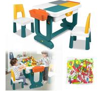 Table d'activités - LARS360 - Multifonctionnelle - 1 Table + 2 Chaises - 300 Blocs - Sécurisée