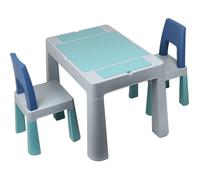 Table d'activités multifonction - THERMOBABY - MULTIPLAY - Avec 2 chaises - Gris / Bleu