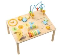 Table d'Activités Polyvalente Premier Âge pour Tout-Petits,Table de Jeu |Jouets d'Apprentissage Interactifs en Bois avec Trieur de Formes et Labyrinthe de Perles pour Garçons et Filles Crèche Salle d