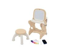 Joyz Table d’Activités 3-en-1 pour Enfants, Marron, avec Double Tableau LCD et Blanc Magnétique, Siège et Accessoires Inclus, Bureau Créatif Multifonction pour Dessin, Écriture et Loisirs Éducatifs
