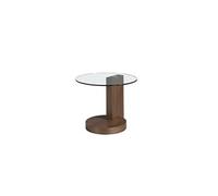 Angel Cerdá - Table d’Appoint Ronde en Bois de Noyer et Verre Trempé - Table d’Appoint Moderne pour Salon, Chambre ou Coin Lecture - Élégance et Style - Ø60 x 48 cm