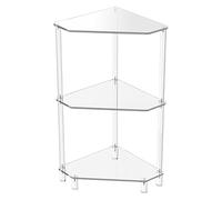 Table d'angle en acrylique | Triangle transparent à 3 niveaux, 30 x 30 x 65 cm, robuste et léger | Pour salon, cuisine, chambre à coucher, salle de bain | Rangement élégant pour petits articles