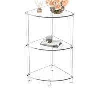 Table d'angle triangulaire en acrylique | Table bout de canapé triangulaire à 3 niveaux, table d'angle transparente pour salon, chambre à coucher, salle de bain
