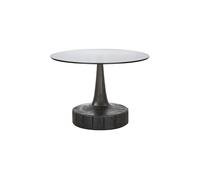 Table d'appoint Ø 60 cm bois de manguier et verre noir Soya
