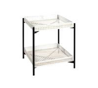 Table d'Appoint 2 Niveaux "Cannage" 50cm Blanc Blanc G