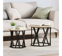 vidaXL Table d'appoint 2 pcs Bois d'ingénierie et acier design moderne salon