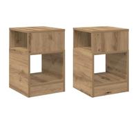 Table d'appoint 2 unités chêne Artisan 30,5 x 30 x 45 cm côté | Bois robuste, nettoyage facile, étagères pour livres, design minimaliste, utilisation dans le salon