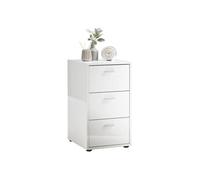 Table d'Appoint 3 Tiroirs Design "Gania" 62cm Blanc Laqué