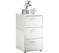 Table d'Appoint 3 Tiroirs Design "Gania" 62cm Blanc Laqué Blanc G