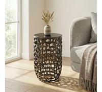 Table d'appoint 30cm noire Verre Aluminium Table salon Table basse Métal Ronde