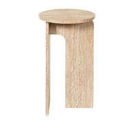 Table d'appoint Ø30cm plateau et piétements en MDF aspect travertin - VERTINA