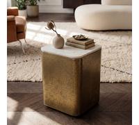 Table d'appoint 33cm avec plateau en marbre blanc Table de salon basse Métal