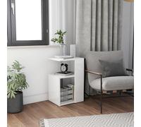 Table D'appoint 36 X 30 X 56 Cm En Bois Contreplaqué Blanc Brillant Blanc