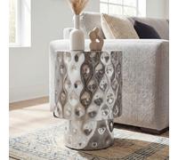 FineBuy Table d'appoint Aluminium 36cm Argent Ronde - Table d'appoint Design Métal - Table de Salon Alu - Table Basse Moderne - Table de Salon Petite Faite à la Main