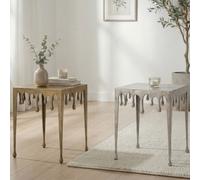 FineBuy Table d'appoint Or 45,5cm Aluminium Carrée - Table d'appoint Design Alu Moderne Gouttes - Table de Salon Métal Gouttes - Table en métal Table déco Table Basse Faite Main