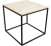 Table d'appoint 45x45x42,5 cm - Structure métallique avec plateau en bois