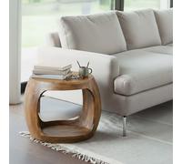Table d'appoint 50cm Manguier bois massif rond Rangement Table basse Salon