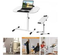 TABLE D'APPOINT 60 x 40 cm - XUANYU -Tablette Médicale Réglable Table d'Appoint de Lit à roulettes - 60x40x61-95cm - Blanc