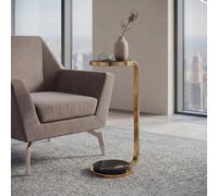 Table d'appoint 72cm Plateau marbre noir Table de salon Table basse Verre Rond