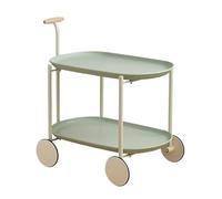 Table d'appoint à 2 niveaux de Style crème avec roulettes, Table d'extrémité mobile avec rangement, tables d'appoint de canapé, chariot de rangement for salon(Green)