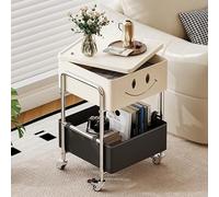Table D'appoint à 3 Niveaux avec 2 Rangements, Table D'appoint Roulante avec Plateau Rotatif, avec roulettes Verrouillables, for La Maison, Le Bureau(Black)