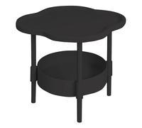 Table d'appoint à deux étages avec plateau amovible, petite table basse moderne pour salon, chambre à coucher, balcon et l'intérieur et l'extérieur (noir, taille unique)