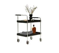 Table d'Appoint à roulettes Canapé d'appoint en Bois Massif for Salon, Table Basse Amovible, Support de Rangement, Chariot de Salle à Manger, Tables de Chevet en Bois Massif(Black)