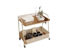 Table d'Appoint à roulettes Chariot à roulettes for Salon, Petite Table Basse en Verre, Rangement, Chariot de Salon, mobilier de Salon de beauté(White)