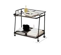 Table d'Appoint à roulettes Chariot à roulettes for Salon, Petite Table Basse en Verre, Rangement, Chariot de Salon, mobilier de Salon de beauté(Black)